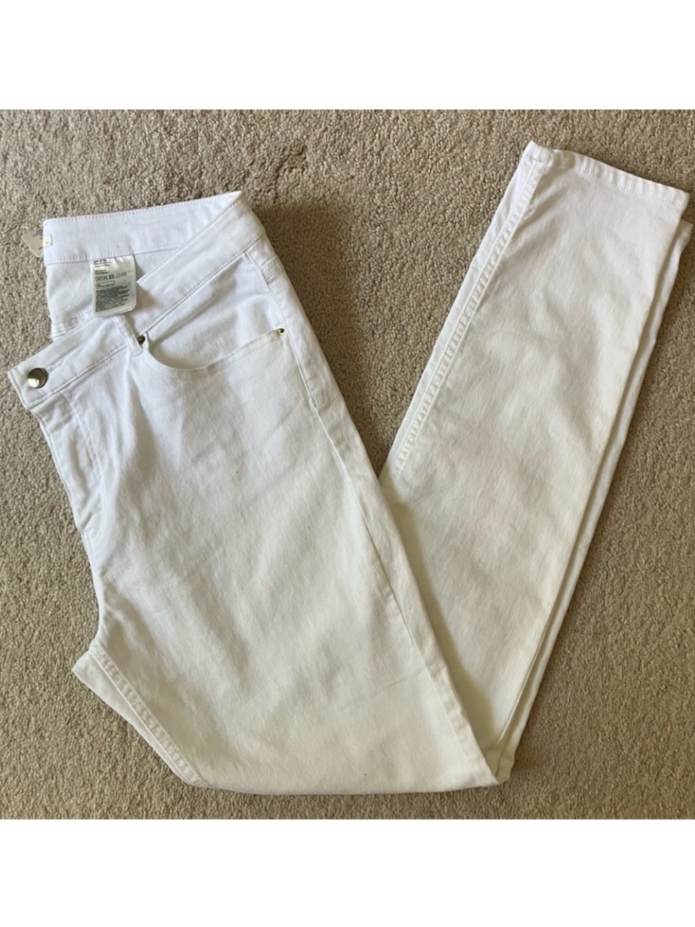 H&M Skinny Regular Stretch Denim Jean Pants in White 14
